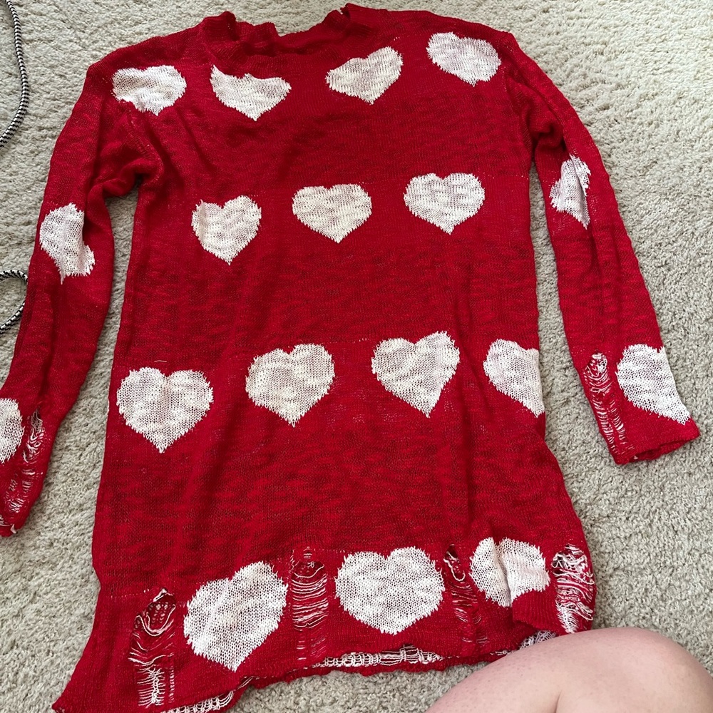 Red and White Valentine’s Sweater, size Large